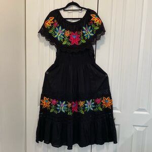 Hand Made Floral Print Dress Embroidered